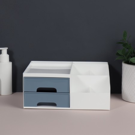 Organizer for storing cosmetics, 7 sections, 22 × 19 × 9 cm, white/blue color-4