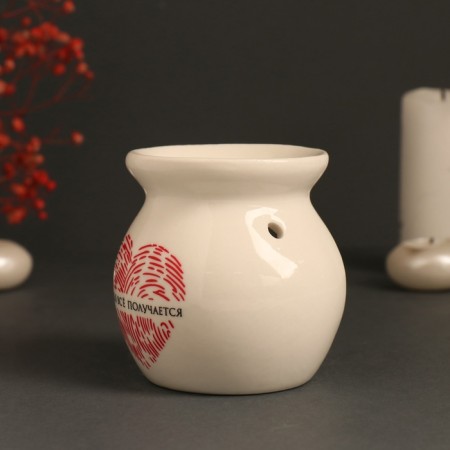 Aroma lamp ceramics "you succeed" everything is white 7.2x7.2x7.8 cm-4