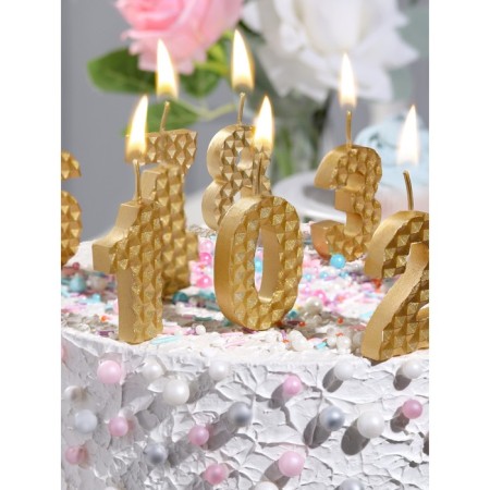 Candle in the cake on the skewer "Sot", the number 3, 7 cm, gold-5
