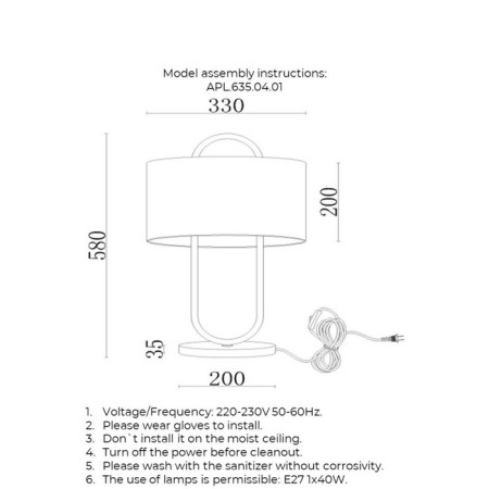 Selesta E27 table lamp 40w-7