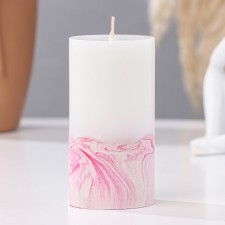 Candle with concrete, 5x10 cm, white-pink