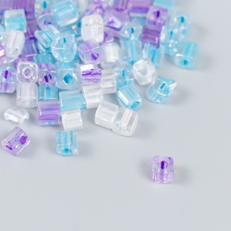 Glass beads 6/0 "Cube. Translucent. Lilac-blue" 10 g-1