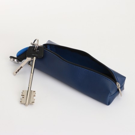 Key of zipper, length 16 cm, ring, carbine, dark blue color-3