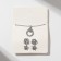 Set 4 objects: earrings (3 pairs), pendant “Flower set”, white color in silver, 45 cm