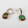 Earrings with “Illusion” rhinestones, a smooth square, brown-green color in gold