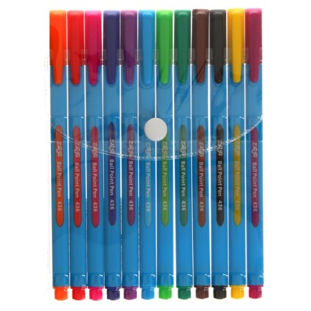 Set of ballpoint pens 12 colors, triangular body, blister-2