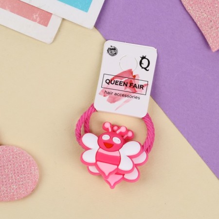 Hair elastic band "Baby" (set 2 pcs) bee, 3 cm, pink
