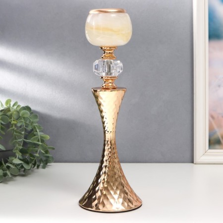 Summary Metal for 1 candle "Embossed geometric pattern with crystal" Gold 32x11x11 cm 75776-1
