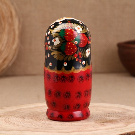 Nesting doll "berry", red dress, 5 doll, 16 cm-2