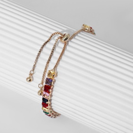 Bracelet with rhinestones "shine" on a puff, colored in gold-5