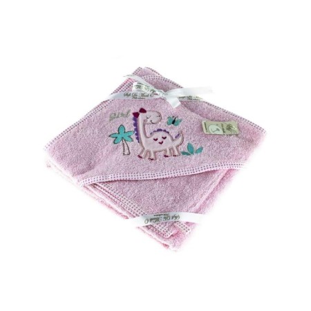 Fanny Dino corner towel, size 80x80 cm, pink color-1