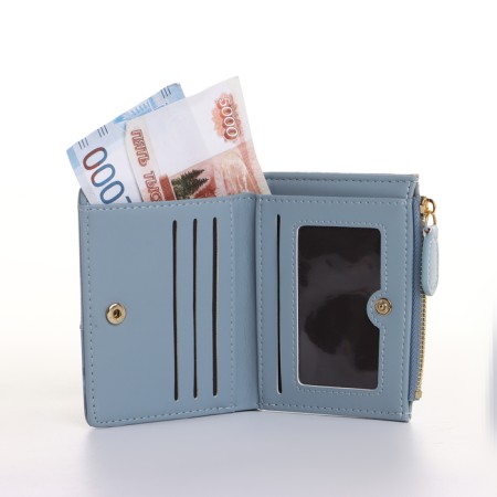 Women's wallet on the button, blue color-4
