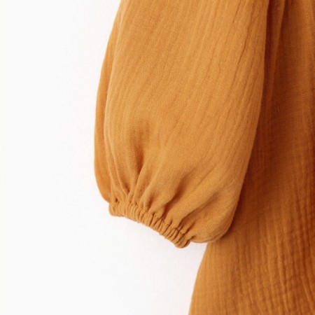 Children's dress with long sleeve KAFTAN "Muslin", size 28 (86 -92 cm) Mustard color-16
