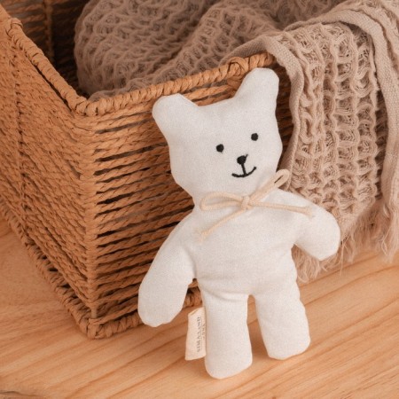 Soft toy "Bear" with a bow, 17 cm, white color-5