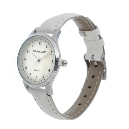 Women's watch-quartz watch "Bolingdun", D-3 cm, eco-leather strap, white-1