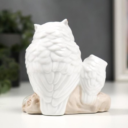 Souvenir Ceramics "White Eagle owl with a hill" with gold, rhinestones 10.7 cm-3