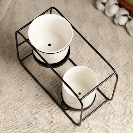 Set of pots on a stand 2pcs, 27x12x19cm-3