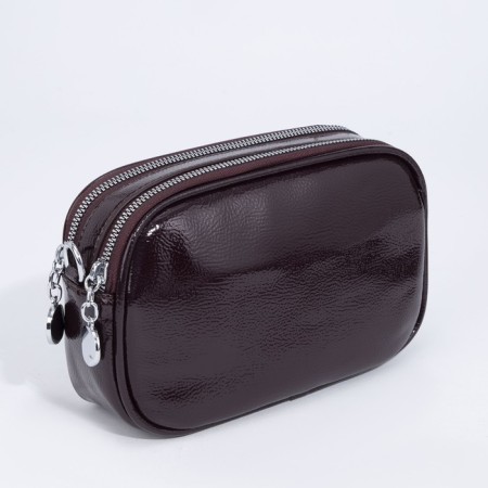 Cross-Bodi bag with zipper, burgundy color-1