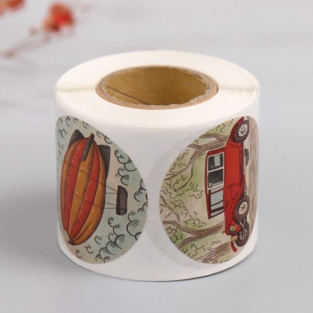 Stick Paper "Retro transport" d = 3.8 cm 252 pcs in the roll-4