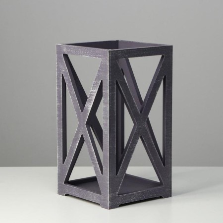 Kashpo wooden 14 × 14 × 26 cm "Lantern High-tech Provence", gray graphite-2
