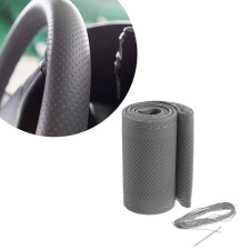 Cartage steering, 38 cm, Pu skin, anti -slip, gray skin, gray