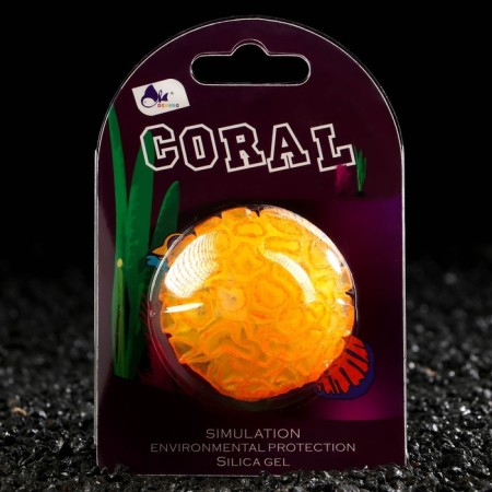 Decor for the Aquarium Coral Faviidae, 5 x 2.5 cm, silicone, orange-3