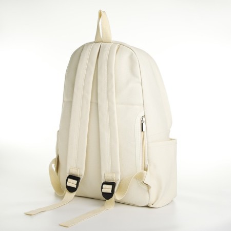 Young backpack from textiles with a zipper, 4 pockets, milk color-3
