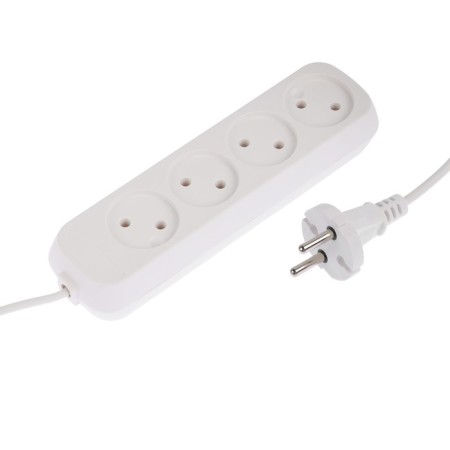Extension cord Luazon Lighting Eco, 4 sockets, 10 m, 10 A, 2200 W, PVS 2x0.75 mm2, without salary, white-1