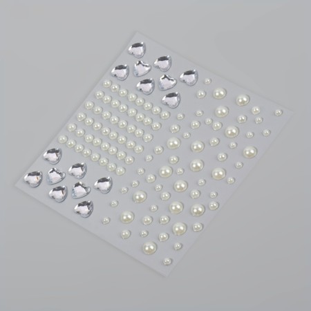 Rhinestones and pearls self -adhesive curly “Assorted”, 125 pcs on the sheet, silver color-3