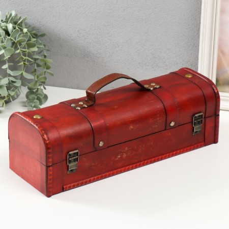 Casket Wood for a bottle "with rivets" red-brown 11x34x12.8 cm-4