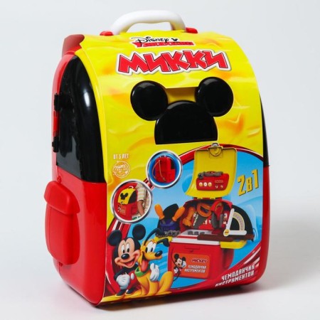 A set of builder with tools of the game "Suitcase" a backpack with instruments, Mickey Mouse-5