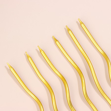 Candles for Cake "Serpentine" 6 pcs, cocktail, gold-2