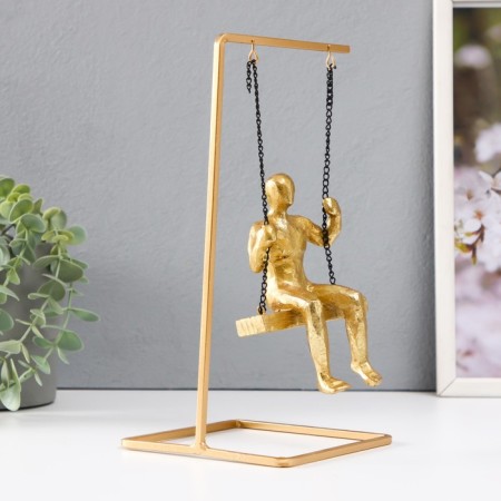 Souvenir Polystone "Thinker" gold 26x13x13 cm-2