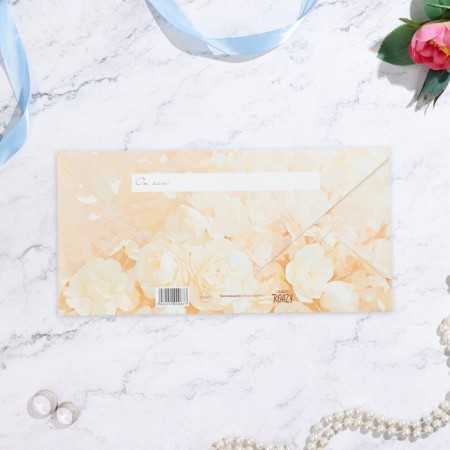 Money envelope "Happy Wedding Day!" White flowers, 16.5 x 8 cm-2