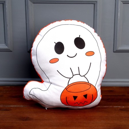 Soft toy "Ghost" with pumpkin, white color-2