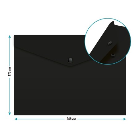 The Convert folder on the button, A5, 150 μm, Calligrata. black, opaque, buttons neon, mix-3