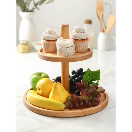 Double -tier stand ADELICA, D = 32 × 20 × 1.8 cm, height 27 cm, array of birch, saturated with oil