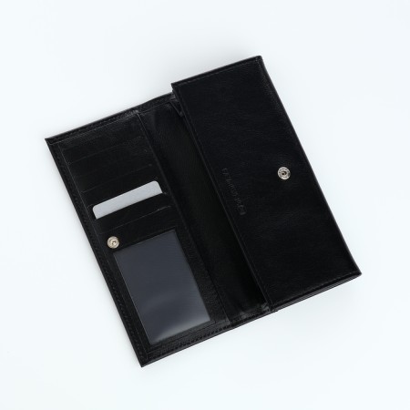Women's wallet on the button, Textura, black color-4