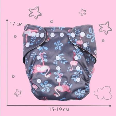 Panties-scammer, reusable, carbon-bamboo fabric, “flamingo”, from 0-36 months.-3