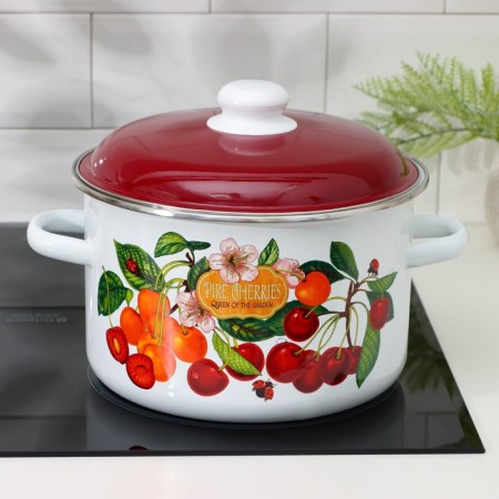 Cylindrical “cherries”, 5.5 l, with a lid, induction, white color, white-4