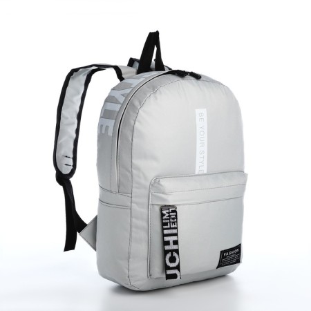 A backpack with a zipper, external pocket, 2 side pockets, gray color-2