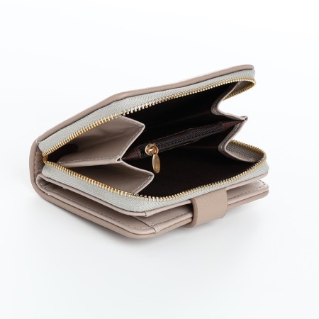 Women's wallet on the button, gray color-3