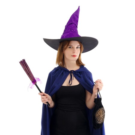 Carnival set "Magic", purple hat, broom, bag-1