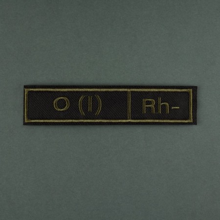 Chevron on Velcro “Blood Group I negative”, 12 × 2.55 cm, Khaki color-1