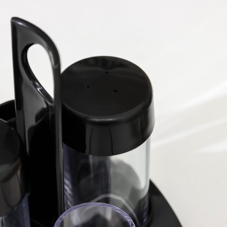 Set for spices "Rondo. Present ", 3 pcs on a stand with a napkin, the color is black-5