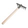 Small straight rakes, 6 twisted teeth, length 31 cm, metal, wooden handle