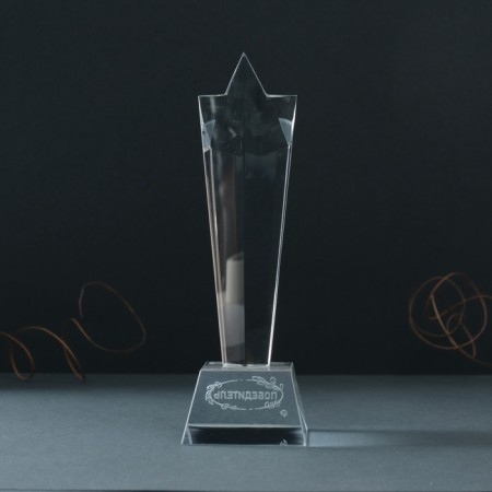 Souvenir Glass Stele "Star - Winner" 6.5x6.5x23 cm-5