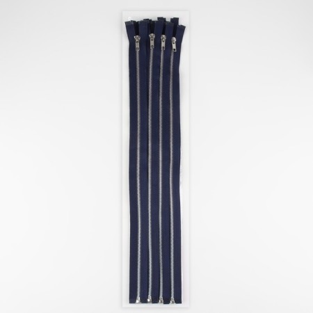 Metallic lightning, No. 5, connective, automatic lock, 40 cm, dark blue color/nickel-2