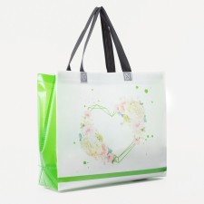 Household bag without fastening, white/light green color