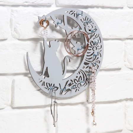 Organs Wall Organizer for Jewelry "Kitty on the Moon"-1